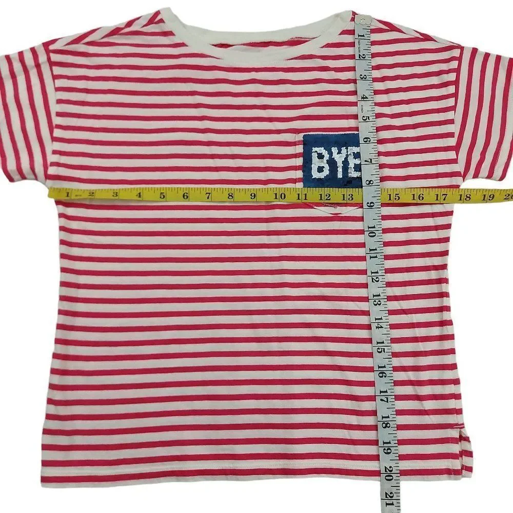 Gap Kids Girls Short Sleeve T-Shirt XL White Pink Reversible Sequin Lightweight